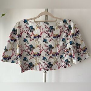 & Other Stories White Crop Top with Colorful Sea Life Print